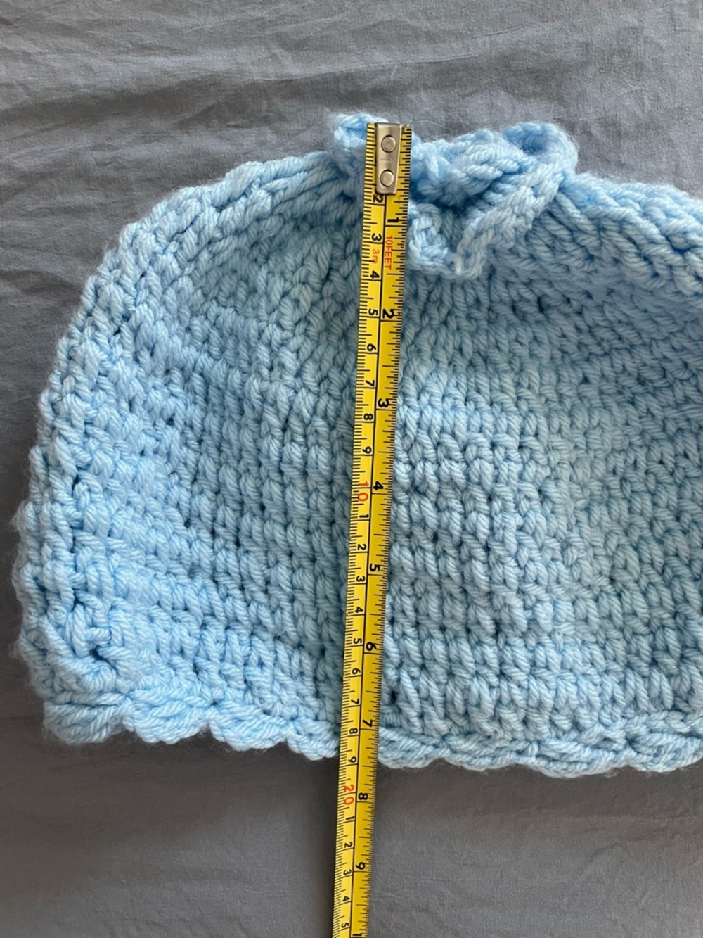Light Blue Crochet Beanie with Flower handmade - Picture 5 of 5